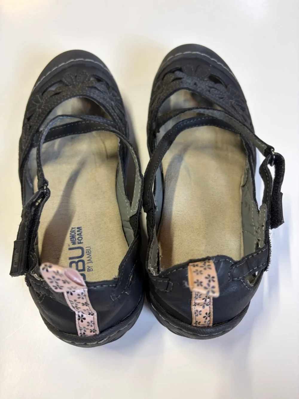 JBU By Jambu Mary Jane Flats Women Black Leather Floral Cutout Comfort Size 8 - Picture 4 of 10